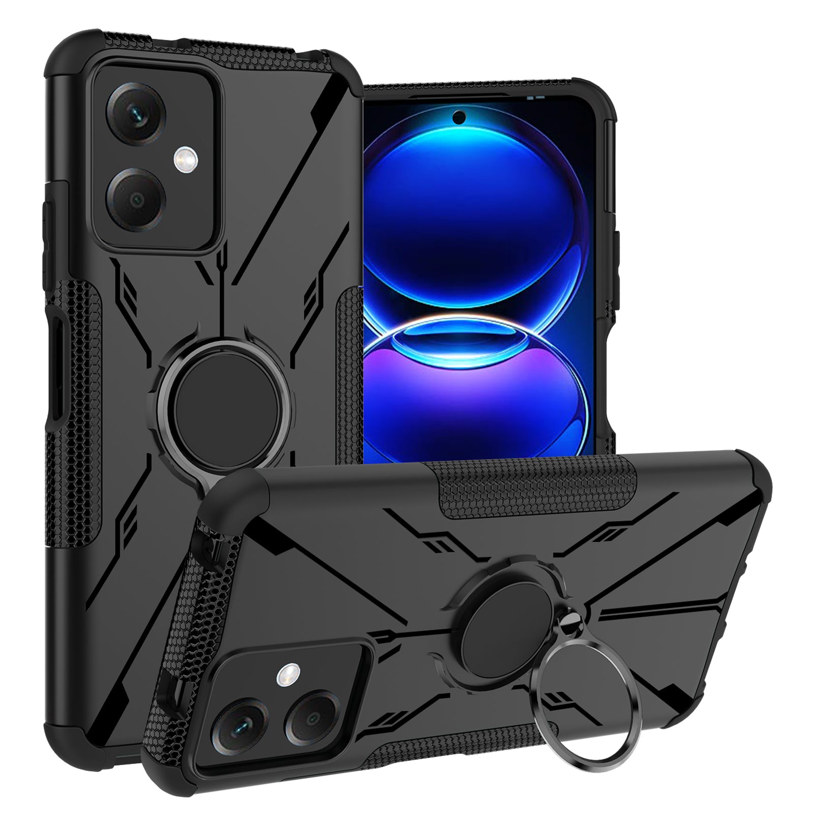 For Xiaomi Redmi Note 12 5G (Global) (India) (China) Poco X5 5G Hard PC Soft TPU Armor Protective Phone Case Rotation Ring Holder Kickstand Shockproof Cover For Xiaomi Redmi Note 12 5G (Global) (India) (China) Poco X5 5G Hard PC Soft TPU Armor Protective Phone Case Rotation Ring Holder Kickstand Shockproof Cover